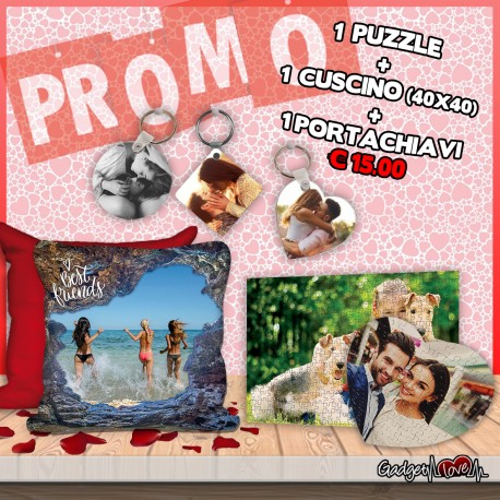 Puzzle + Cuscino 40x40cm + Portachiavi