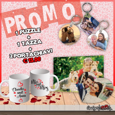 Puzzle + Cuscino 40x40cm + Portachiavi