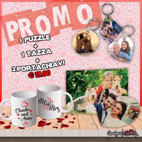 Puzzle + Cuscino 40x40cm + Portachiavi