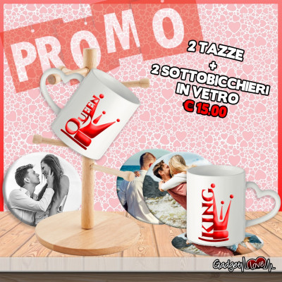 2 Tazze + 2 Sottobicchieri in vetro