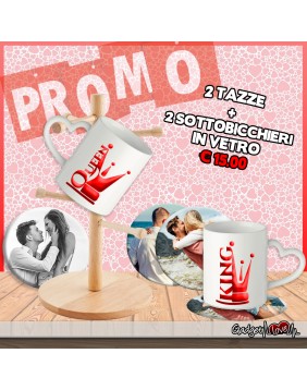2 Tazze + 2 Sottobicchieri in vetro