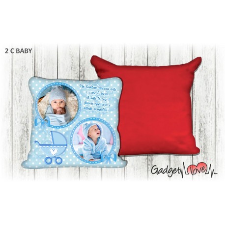 Cuscino Baby quadrato 40x40 -  Carrozzino Azzurro