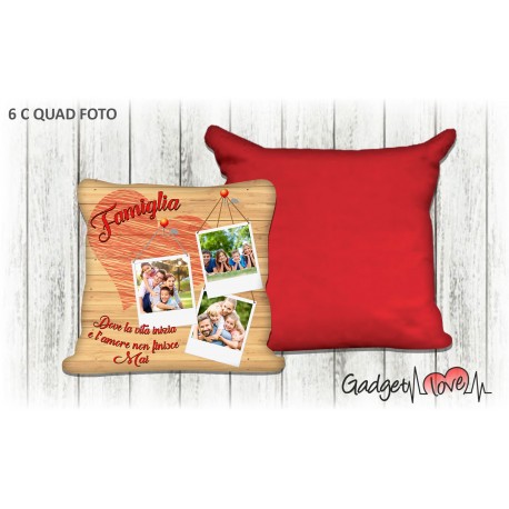 Cuscino quadrato con foto  - Cognome 