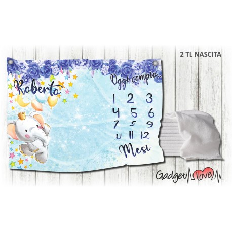 Telo nascita - Elefante azzurro