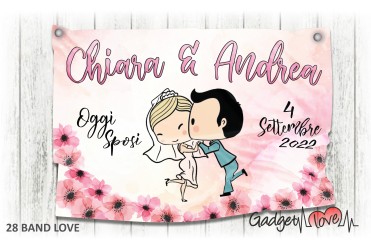 Striscione- Oggi Sposi, floreale