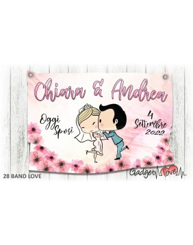 Striscione- Oggi Sposi, floreale