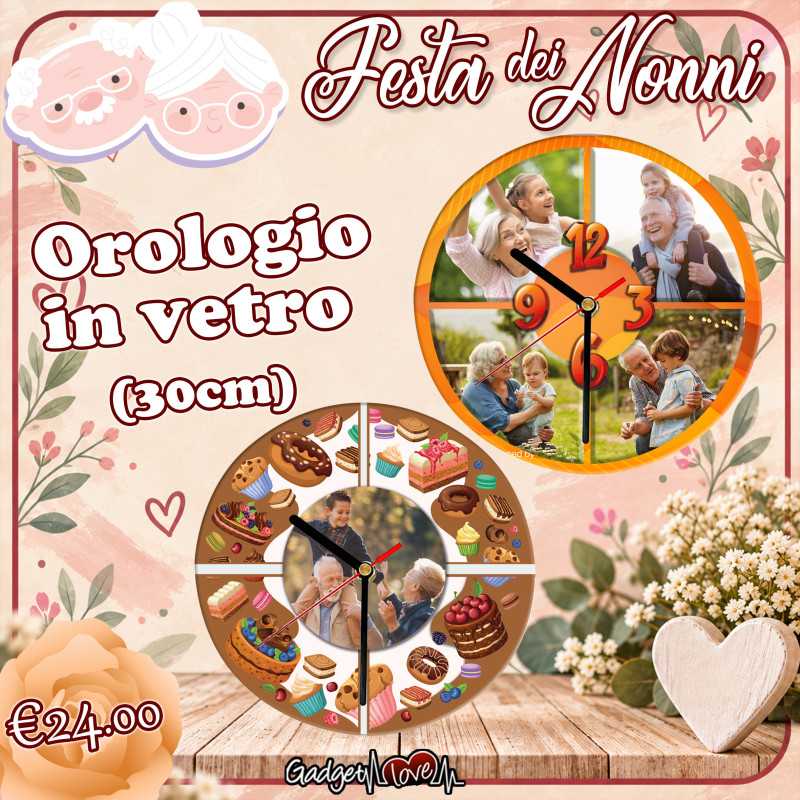 Orologio in vetro 30cm Personalizzato